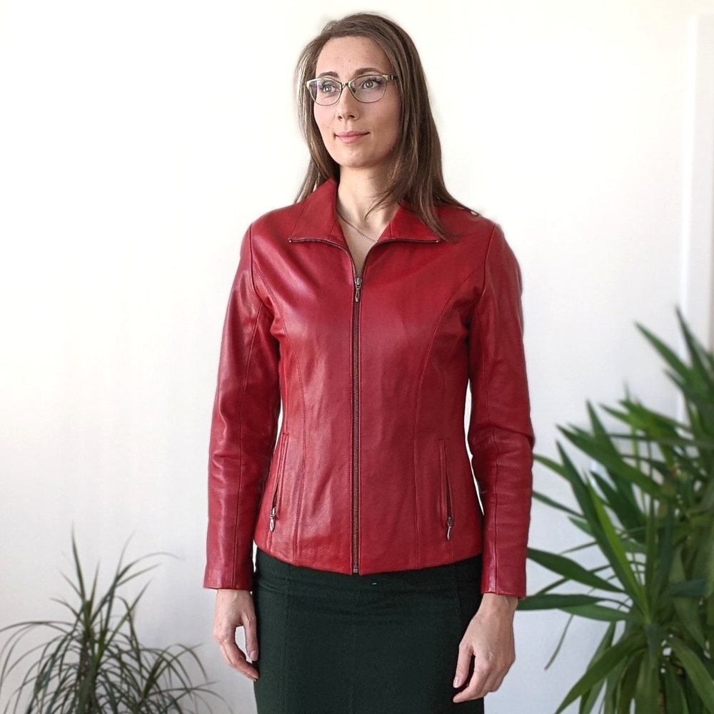 Red leather jacket
